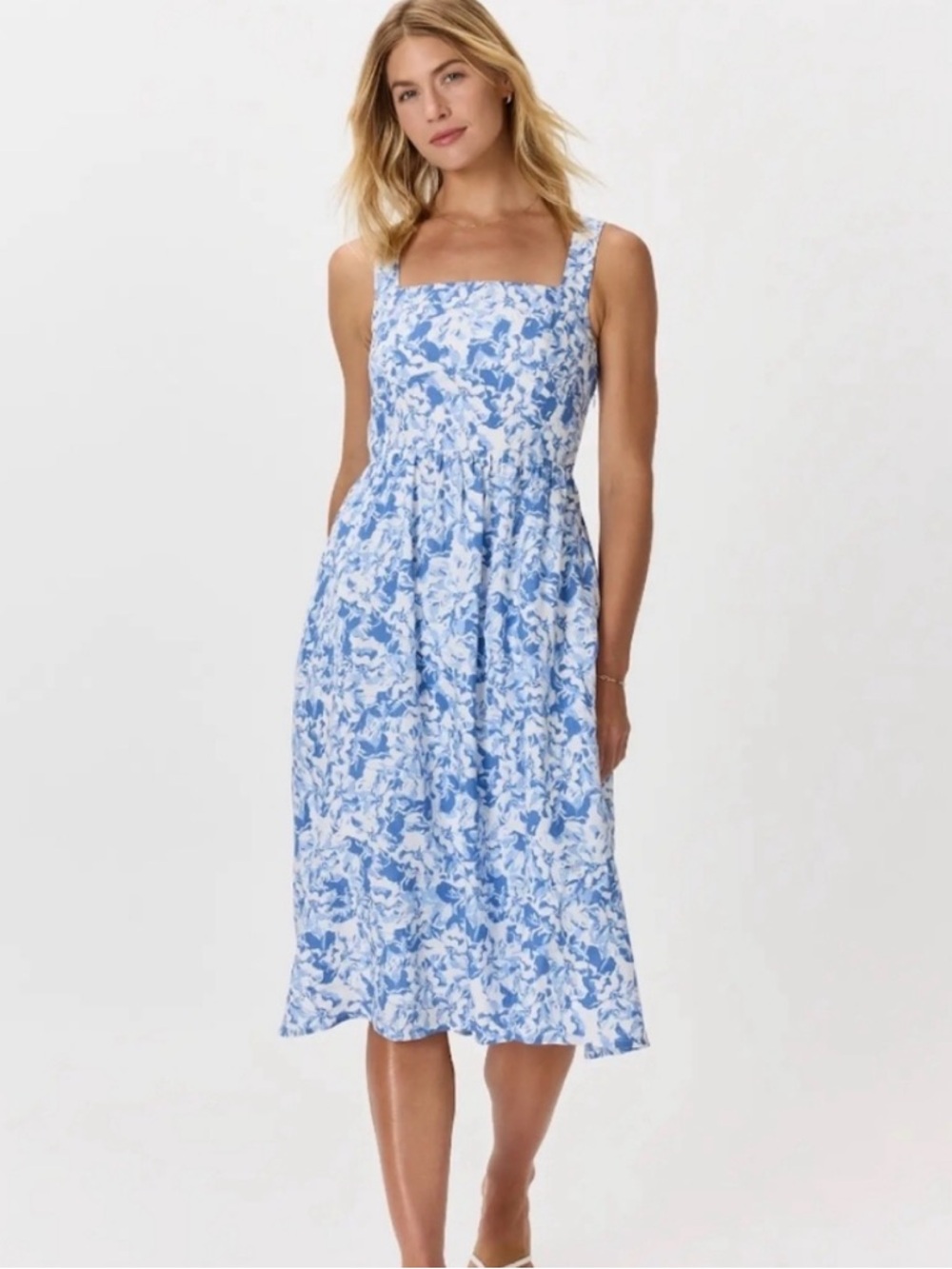 Quince European Linen Floral Midi Dress